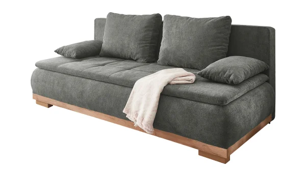 Schlafsofa grau mit Bettkasten Federkern 208 x 105 cm - AMBRA