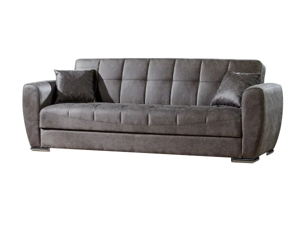Schlafsofa grau mit Bettkasten Federkern 229 cm - OSMA