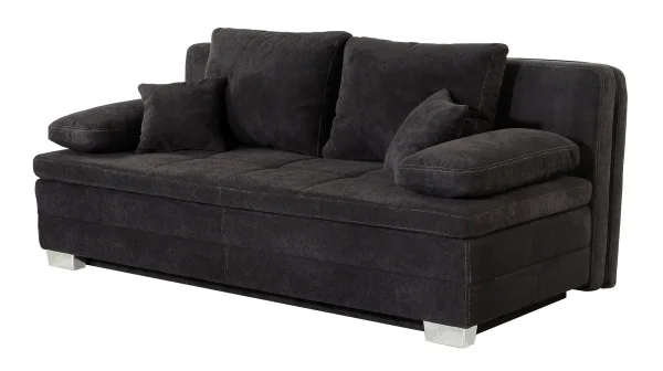 Schlafsofa schwarz Bettkasten Dauerschläfer Federkern - LINDAU