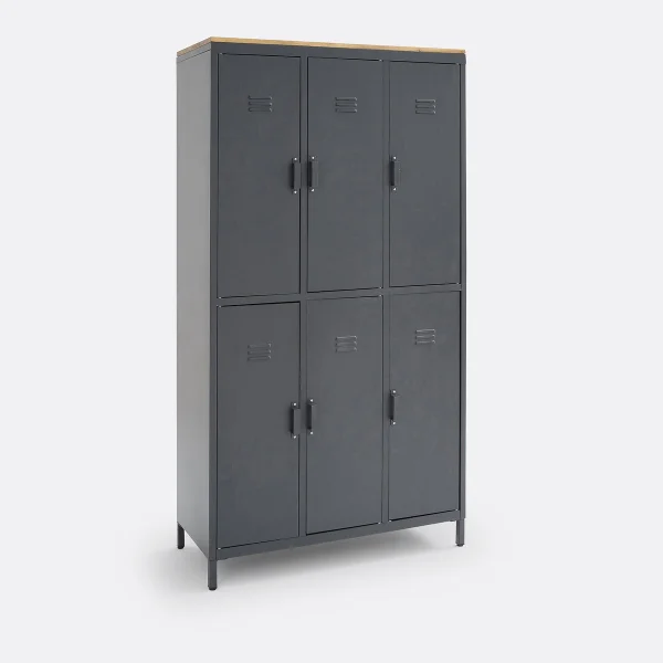 Schrank Hiba Mit 6 Türen, Stahl Und Eiche