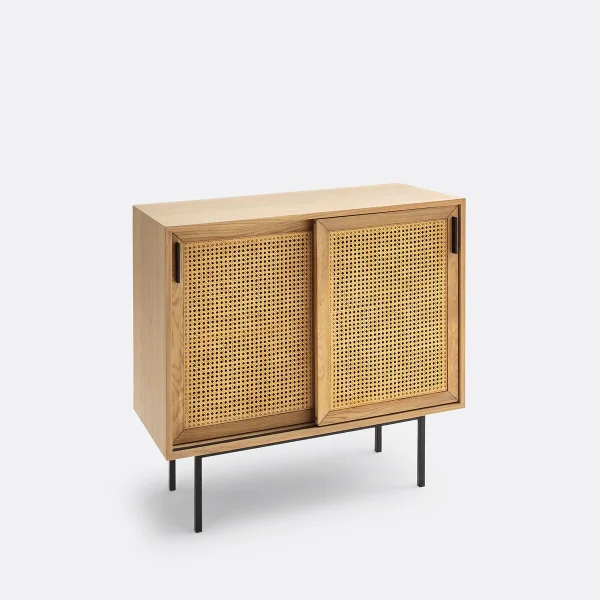 Schrank Waska Mit 2 Rattan-schiebetüren