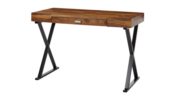 Schreibtisch 120 cm Sheesham massiv - Schublade - SOLVIG