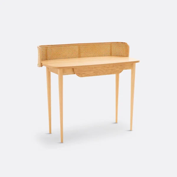 Schreibtisch Buisseau, Holz Und Rattan