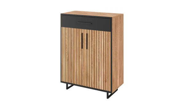 Schuhschrank mit Schublade Eiche teilmassiv geölt 82 x 100 cm - BELLA
