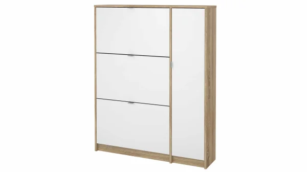 Schuhschrank weiß hochglanz - Eiche 99 x 124 cm - SHOES