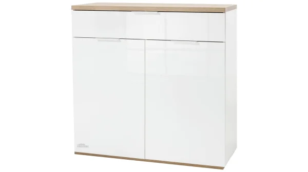 Schuhschrank weiß hochglanz - Eiche Riviera 82 cm - MUNDI