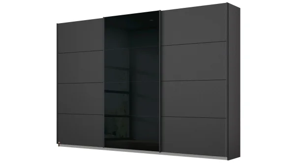 Schwebetürenschrank grau Glasfront - 271 cm- rauch - KULMBACH