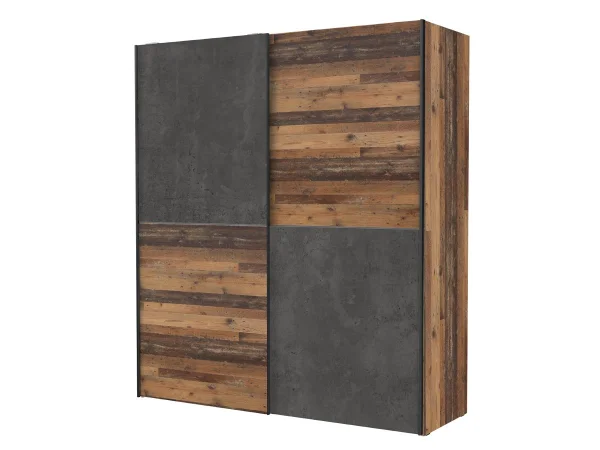 Schwebetürenschrank Old Wood - grau 170 cm - DEDERIK