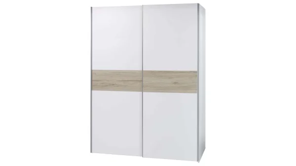 Schwebetürenschrank San Remo Eiche - weiß 170 cm - TIME