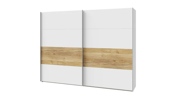 Schwebetürenschrank weiß Artisan Eiche 270 cm - MAYACUS