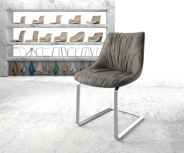 Schwingstuhl Elda-Flex Anthrazit Vintage Freischwinger flach Edelstahl