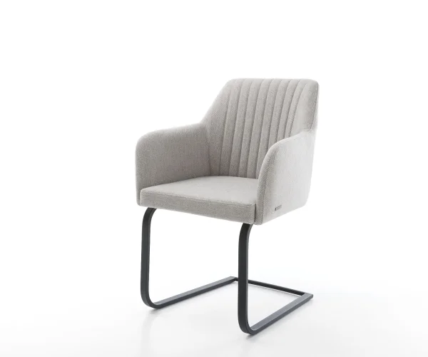 Schwingstuhl Greg-Flex Stripes Hellgrau Freischwinger flach Schwarz