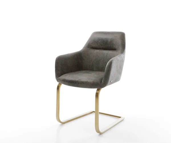 Schwingstuhl Pejo-Flex Grau Antik Freischwinger flach Gold