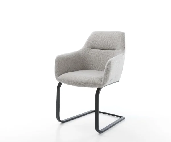 Schwingstuhl Pejo-Flex Stripes Hellgrau Freischwinger flach Schwarz