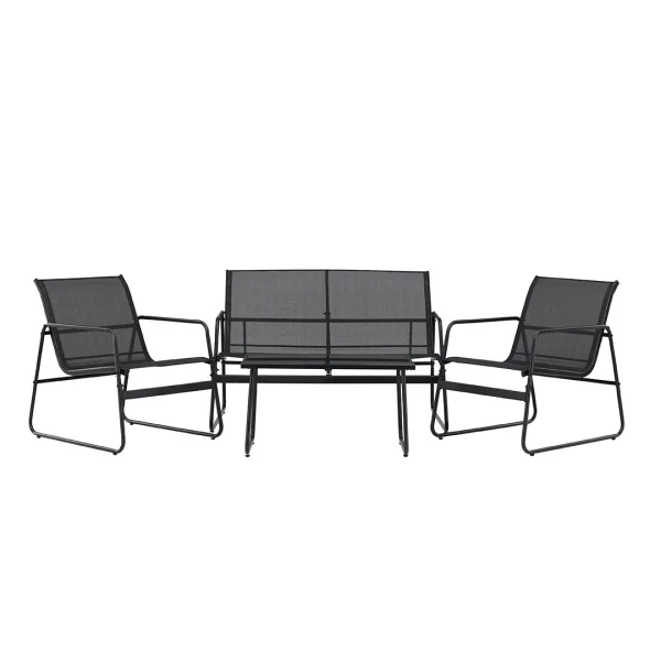 Scopello Loungeset 1 Sofa, 2 Stühle, 1 Couchtisch schwarz.