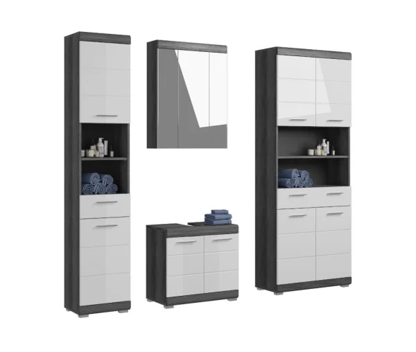 Scout Badmöbelset S52 hvid højglans, grau.