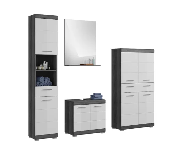 Scout Badmöbelset S53 hvid højglans, grau.