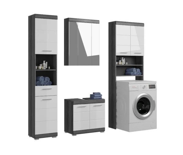 Scout Badmöbelset S55 hvid højglans, grau.