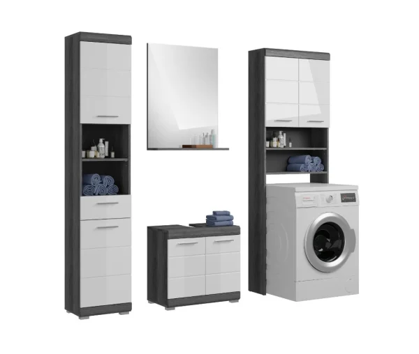 Scout Badmöbelset S56 hvid højglans, grau.