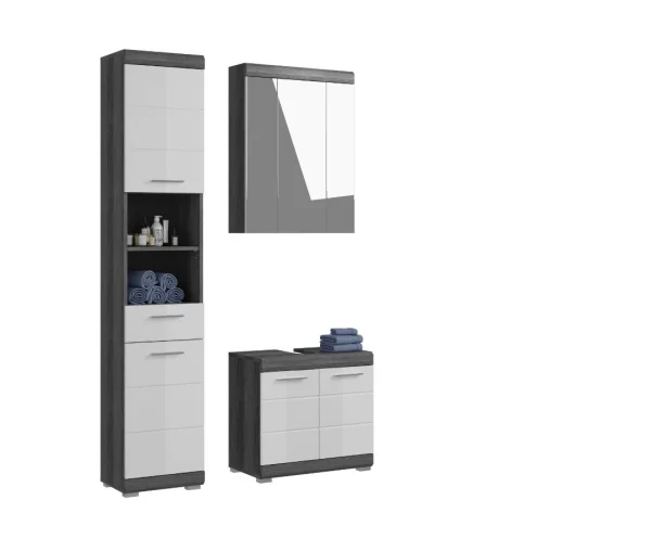 Scout Badmöbelset S57 hvid højglans, grau.
