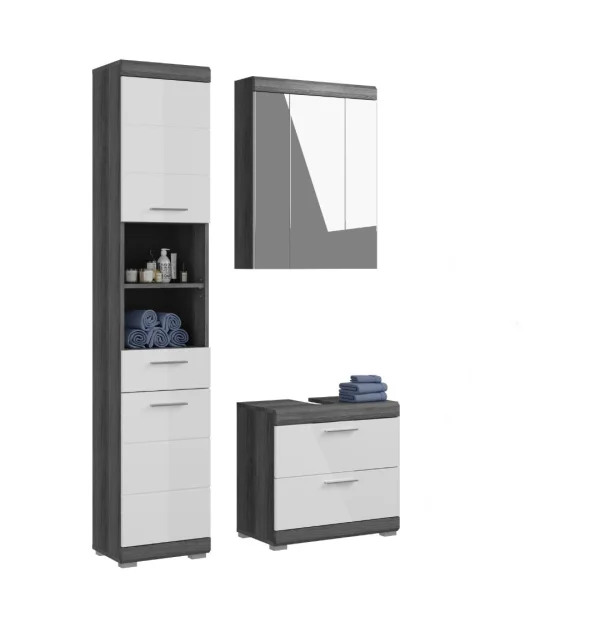 Scout Badmöbelset S58 hvid højglans, grau.