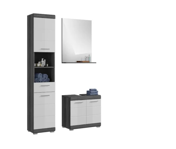 Scout Badmöbelset S59 hvid højglans, grau.