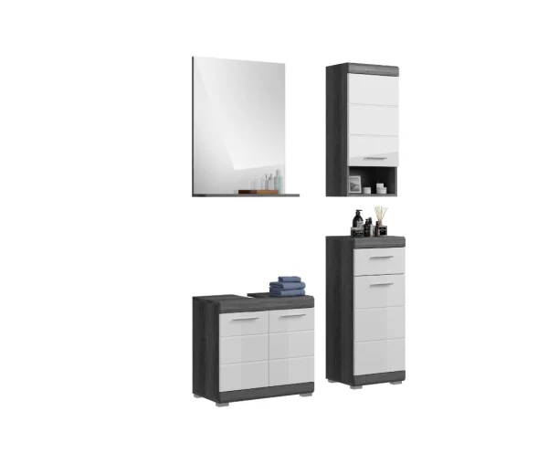 Scout Badmöbelset S70 hvid højglans, grau.