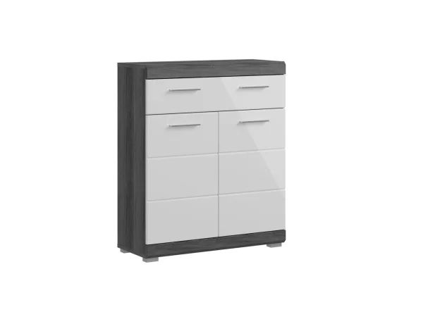 Scout Badschrank 2 Türen, 1 Schublade Hochglanz weiß,rauchfarbenen.