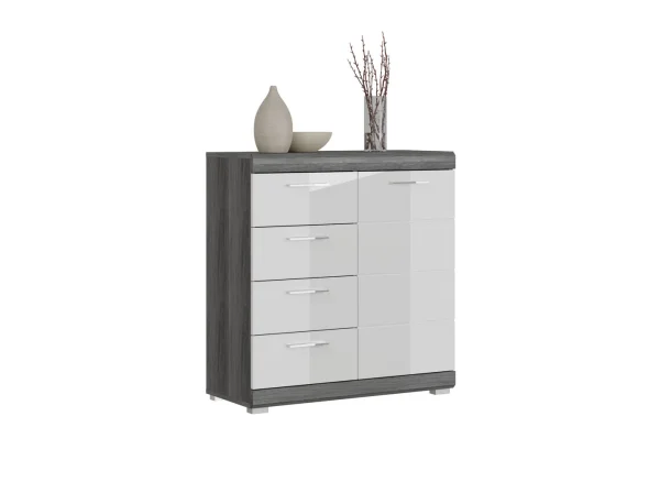 Scout Sideboard 1 Tür, 4 Schubladen grau.