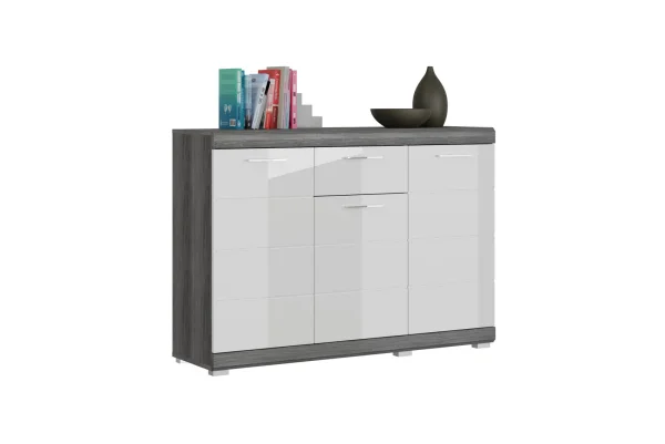 Scout Sideboard 3 Türen, 1 Schublade grau.