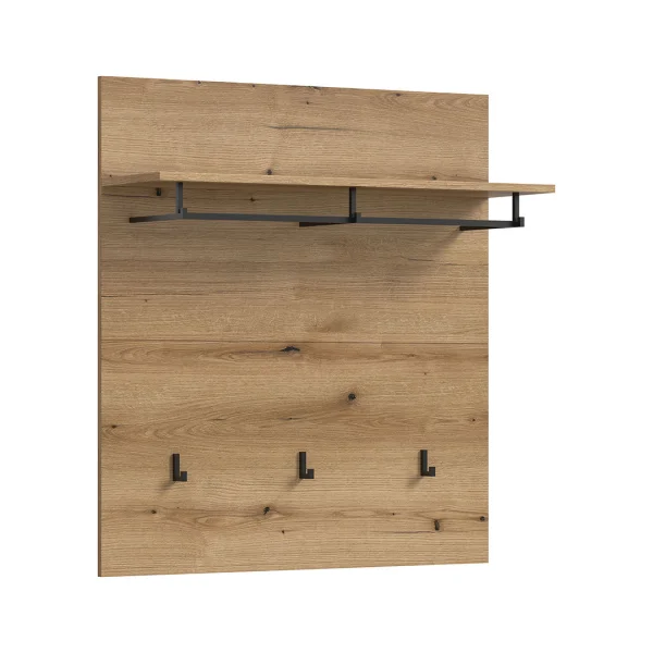 Scout Wandgarderobe 3 Haken 1 Kleiderstange 1 Regal Eiche Dekor.