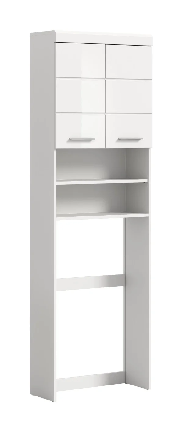 Scout Waschmaschinenschrank 2 Türen, 2 Schubladen, 3 Regale Weiß hochglanz, weiß.