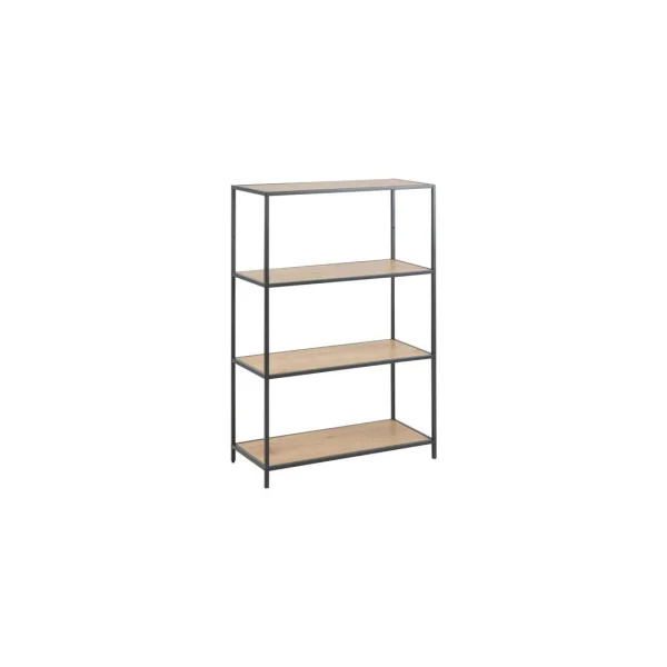 Sea Bücherregal mit 2 Ablagen in Wildeiche Dekor und schwarzen Metallgestell.