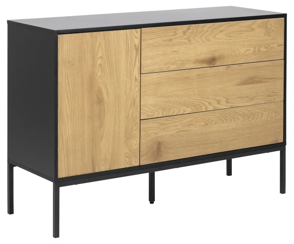 Sea Sideboard 1 Tür und 3 Schubladen, schwarz.