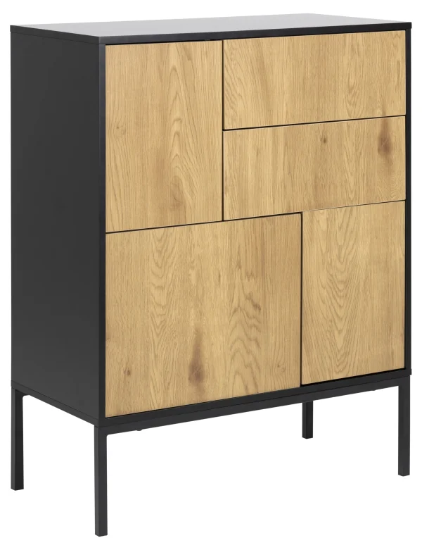 Sea Sideboard 3 Türen und 2 Schubladen schwarz.