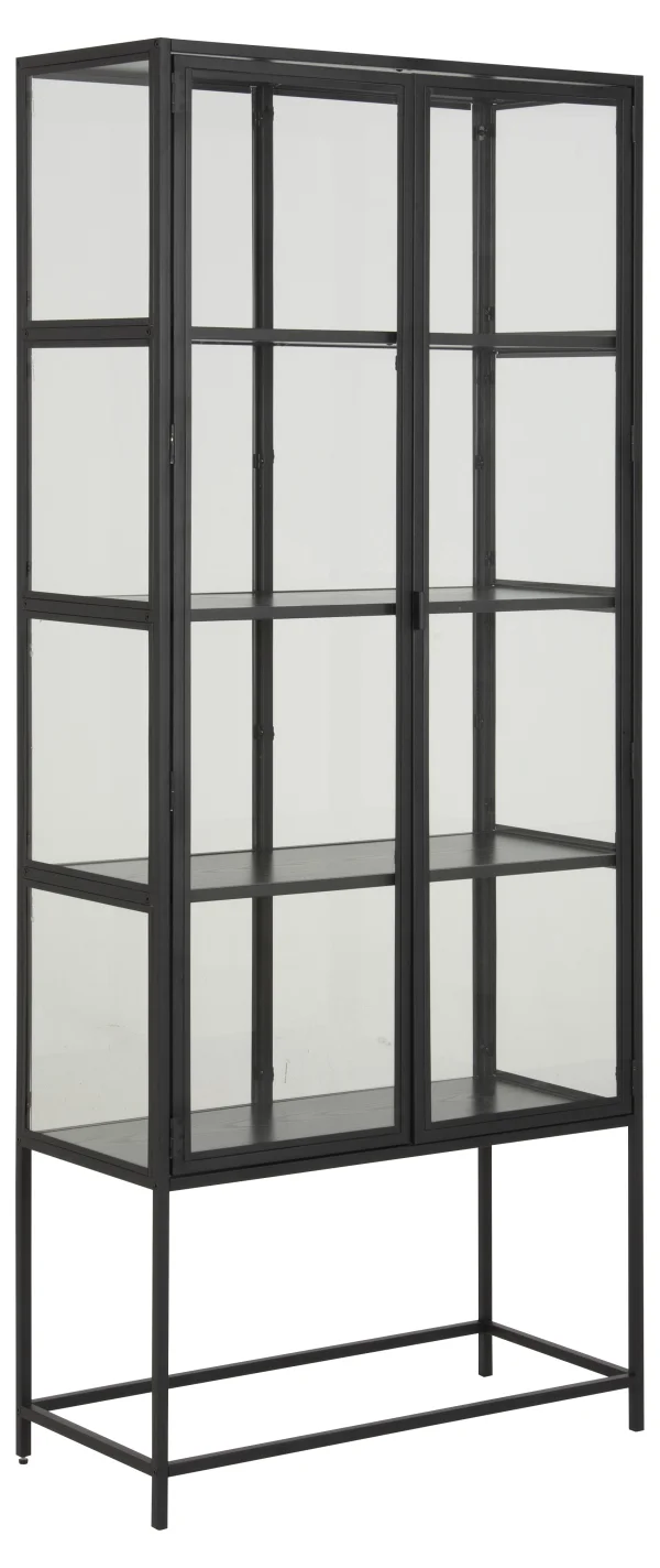 Sea Vitrinenschrank A, 2 Glastüren und 4 Regale schwarz.