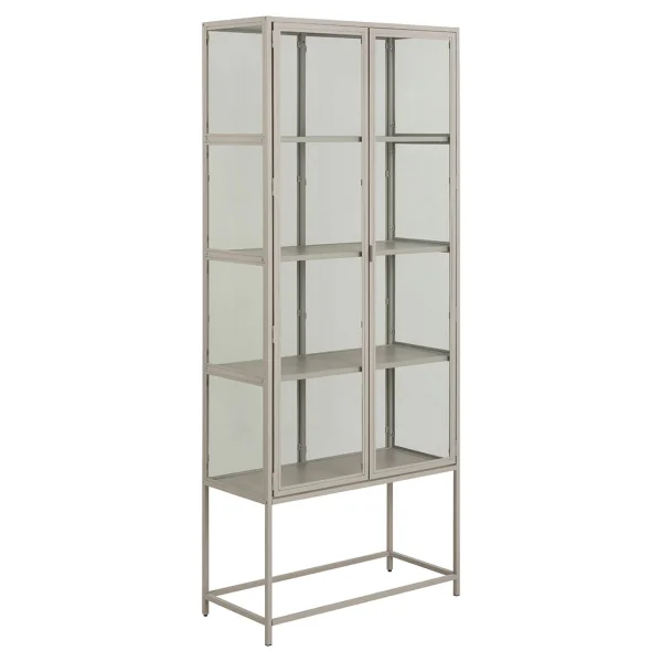 Seaford Vitrinenschrank 2 Glastüren grau.