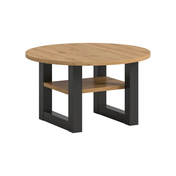 Seattle Couchtisch Ø75 cm 1 Regal Eiche Dekor.
