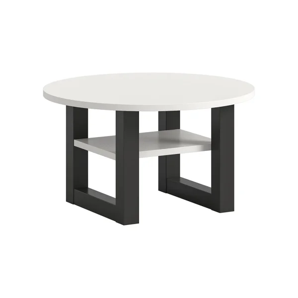 Seattle Couchtisch Ø75 cm 1 Regal weiß.