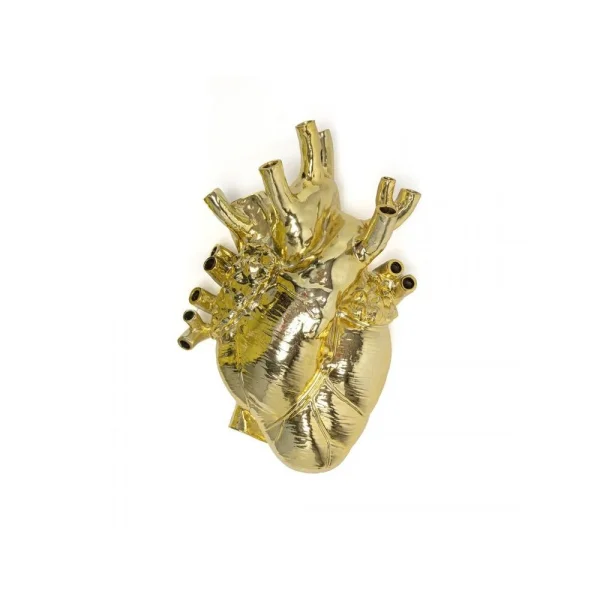 SELETTI - Love In Bloom Giant Resin Heart Vase Gold