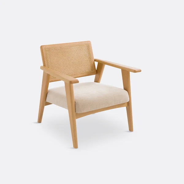 Sessel Lons, Buche Und Rattan