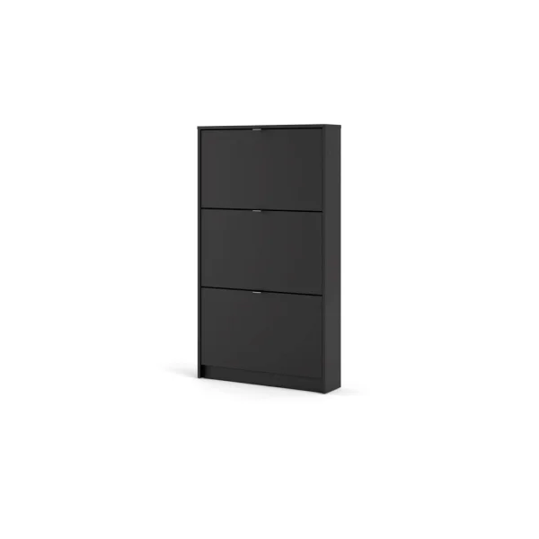 Shane Schuhschrank 3 Klapptüren 1R schwarz matt.