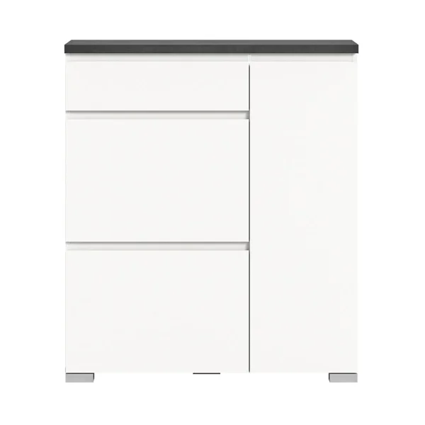 Shoelove Schuhschrank 1 Tür, 2 Klaptüren, 1 Schublade 95x109cm weiß,grau.