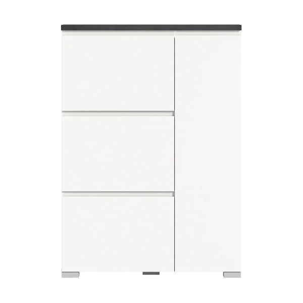 Shoelove Schuhschrank 1 Tür, 3 Klaptüren 95x130cm weiß,grau.