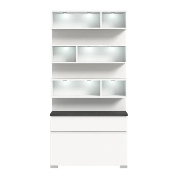 Shoelove Schuhschrank Regal 1 Klaptür, 1 Schublade, Ablagen mit Licht weiß,grau.