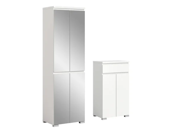 Shoelove Schuhschrank Set mit 2 2 Türen, 4 Spiegeltüren, 1 Schublade weiß.