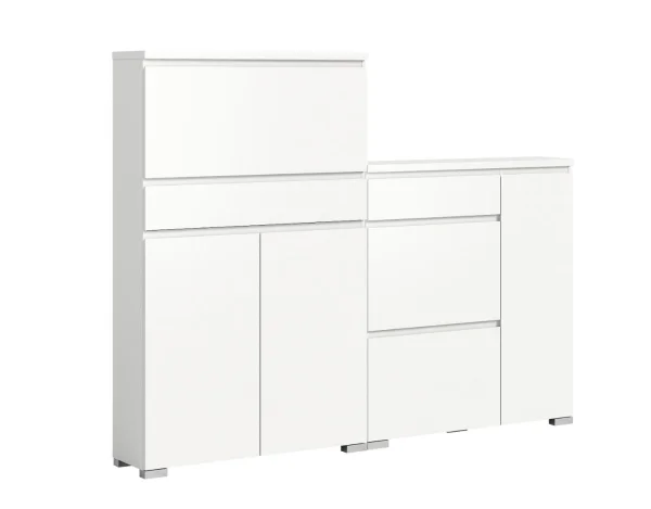 Shoelove Schuhschrank Set mit 2 3 Türen, 2 Klappentüren, 1 Schublade weiß.