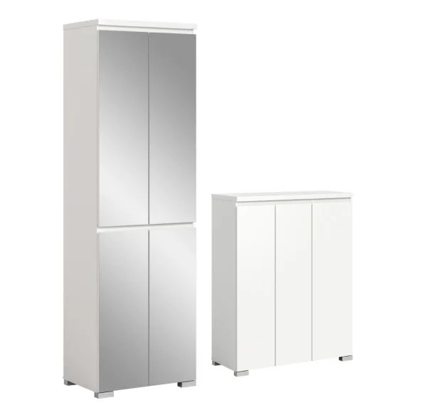 Shoelove Schuhschrank Set mit 2 3 Türen, 4 Spiegeltüren weiß.