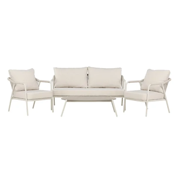 Sicily Loungeset 1 Sofa, 2 Stühle, 1 Couchtisch beige.