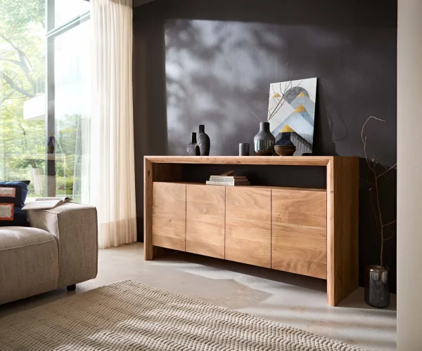 Sideboard Assuan 175 cm Akazie Natur 4 Türen 1 Fach